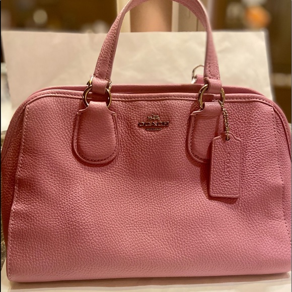 Coach Mini Nolita Satchel Pebble Leather Marshmallow Pink Handbag - Picture 3 of 9